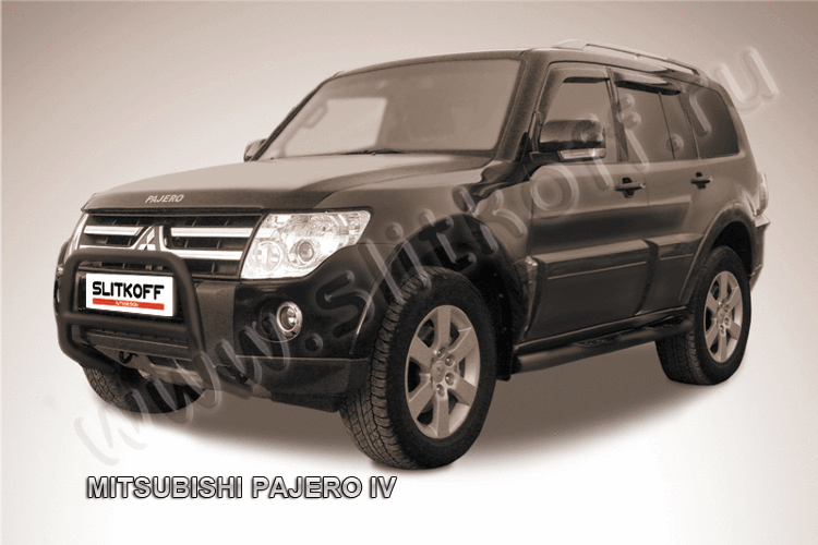 Кенгурятник d57 низкий черный Mitsubishi Pajero IV