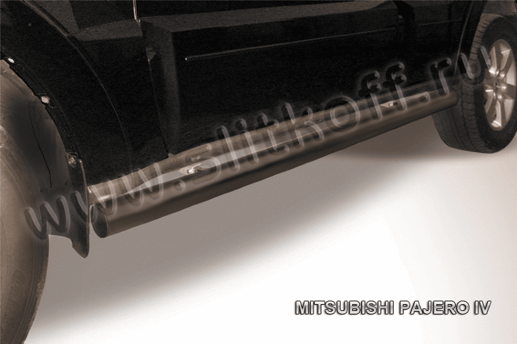 Защита порогов d76 труба черная Mitsubishi Pajero IV