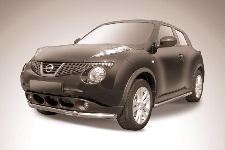 Защита переднего бампера d57+d42 двойная Nissan Juke 4WD (2011)