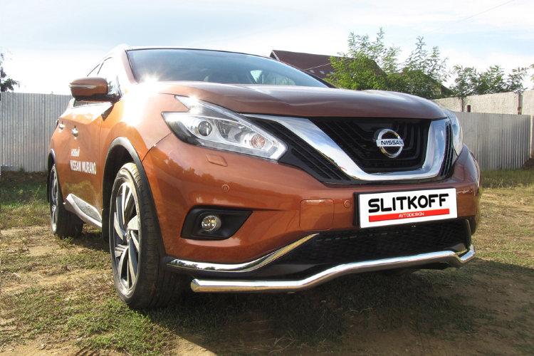 Защита переднего бампера d57 "волна" Nissan Murano (2016)