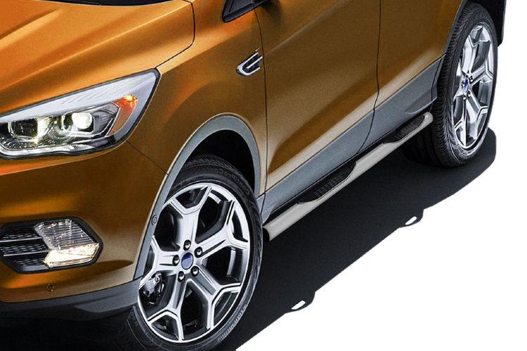 Защита порогов d76 с проступями серебристая Ford Kuga (2016)