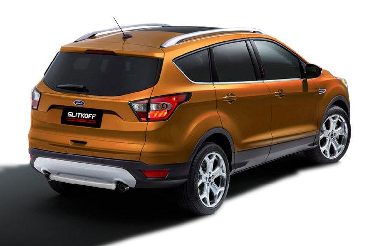Защита заднего бампера d57 серебристая Ford Kuga (2016)