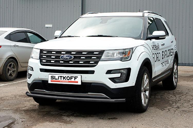Защита переднего бампера d57 черная Ford Explorer (2015)