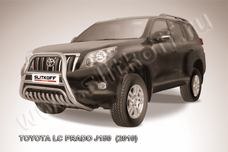 Кенгурятник d76 высокий с защитой картера Toyota Land Cruiser Prado (2010)