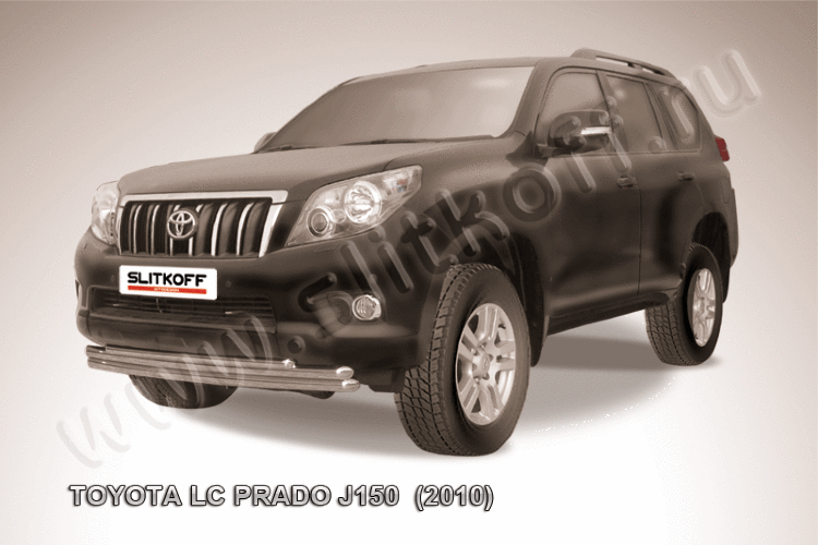 Защита переднего бампера d57+d57+d42 тройная радиусная Toyota Land Cruiser Prado (2010)