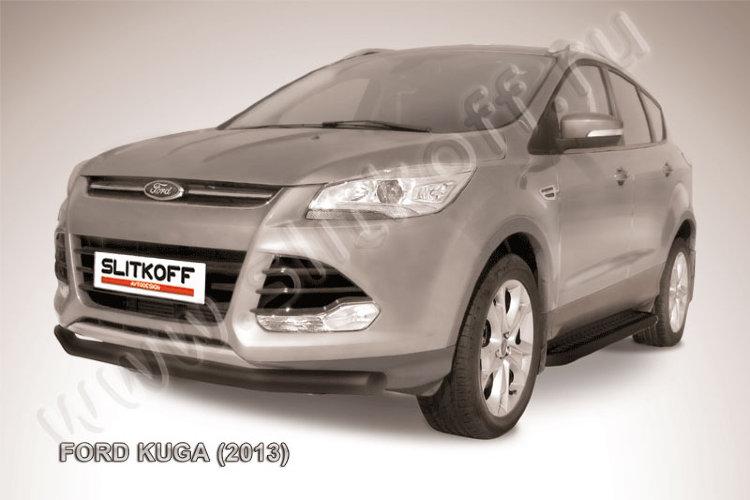 Защита переднего бампера d76 черная Ford Kuga (2013)