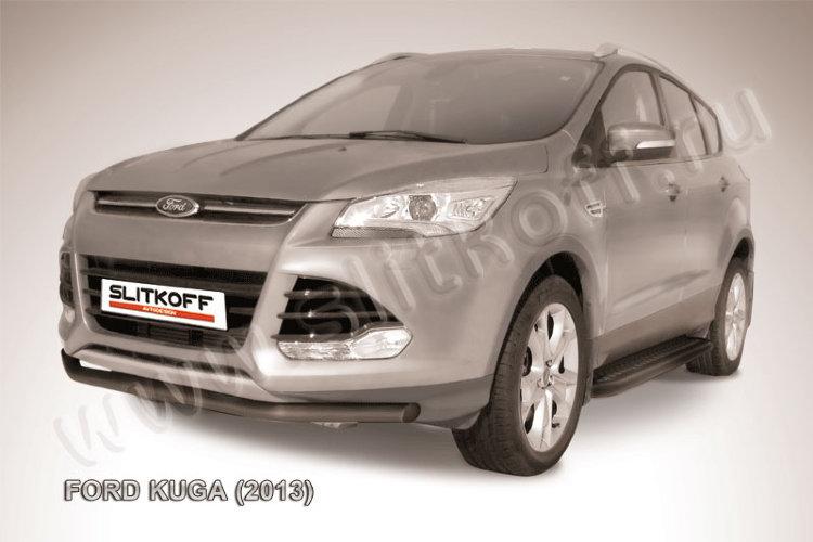 Защита переднего бампера d57 черная Ford Kuga (2013)