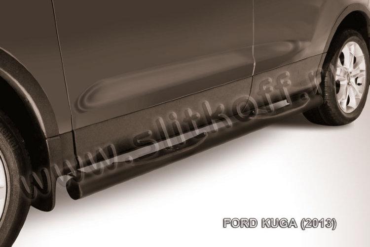 Защита порогов d76 с проступями черная Ford Kuga (2013)