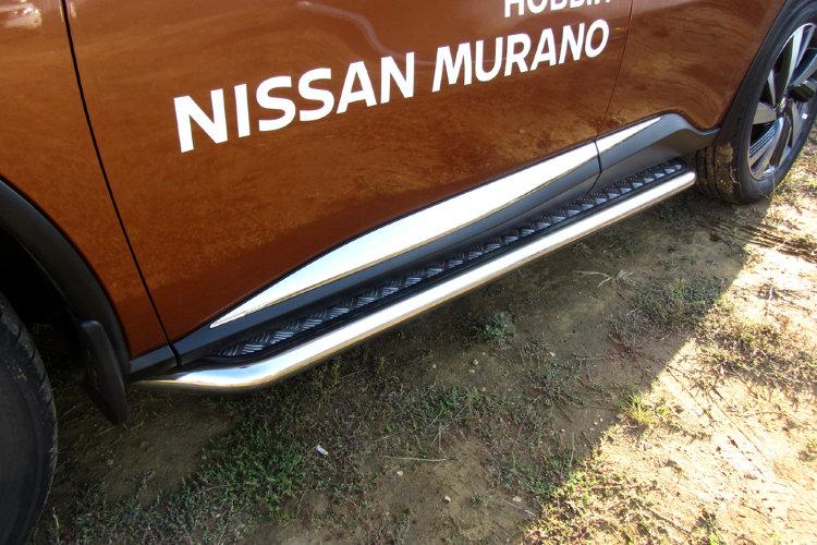 Защита порогов d57 с листом усиленная Nissan Murano (2016)