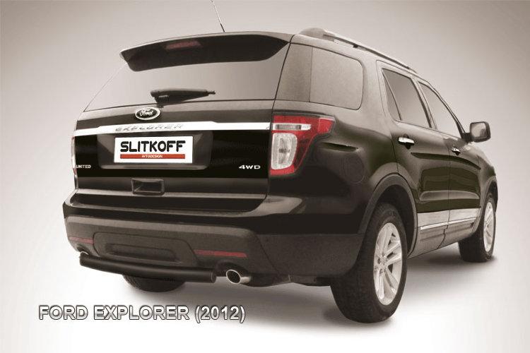 Защита заднего бампера d76 черная Ford Explorer (2012)