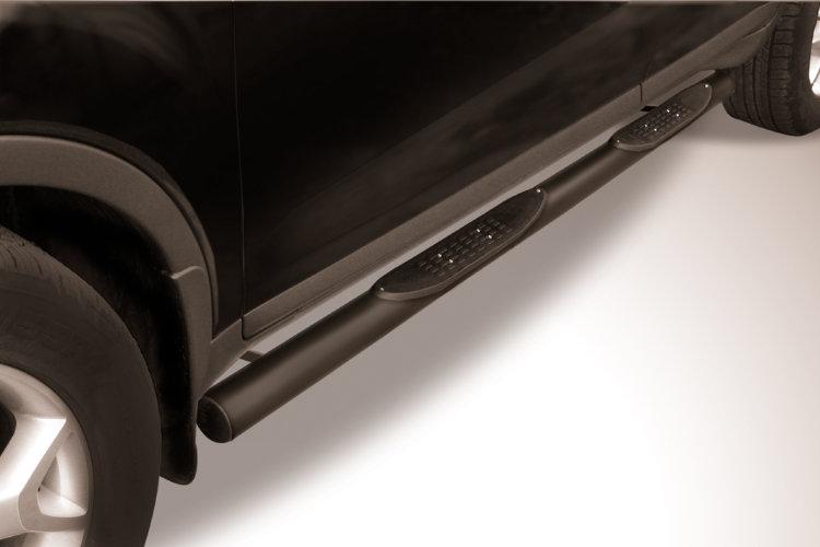 Защита порогов d76 с проступями черная Ford Kuga (2008)