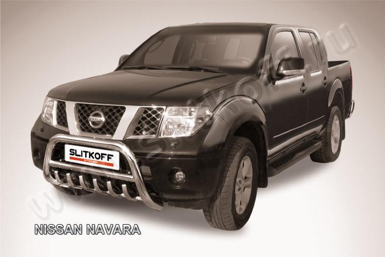 Кенгурятник d76 низкий с защитой картера Nissan Navara