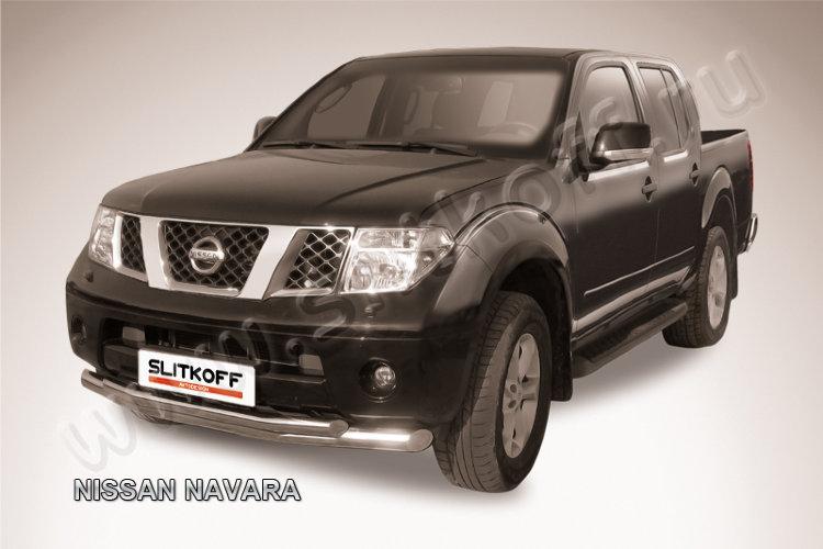 Защита переднего бампера d76+d57 двойная Nissan Navara