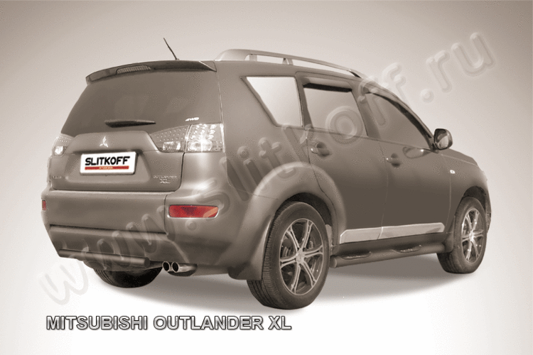 Защита заднего бампера d57 черная Mitsubishi Outlander XL (до 2010)