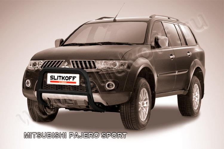 Кенгурятник d57 низкий черный Mitsubishi Pajero Sport (до 2010)