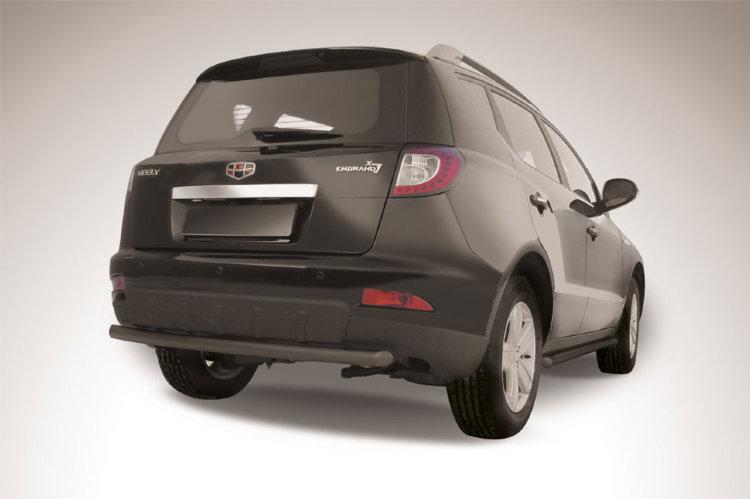 Защита заднего бампера d57 радиусная черная Geely Emgrand X7