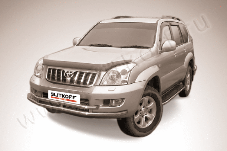 Защита переднего бампера d57+d57 двойная Toyota Land Cruiser Prado (2003)