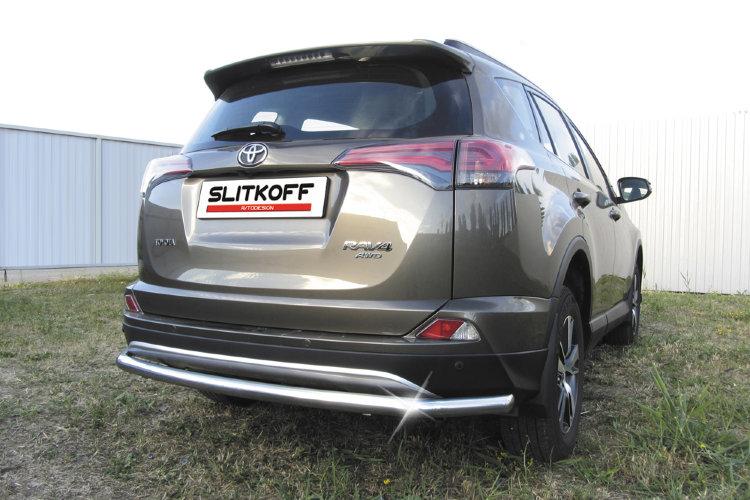Защита заднего бампера d57 длинная Toyota RAV4 (2015)