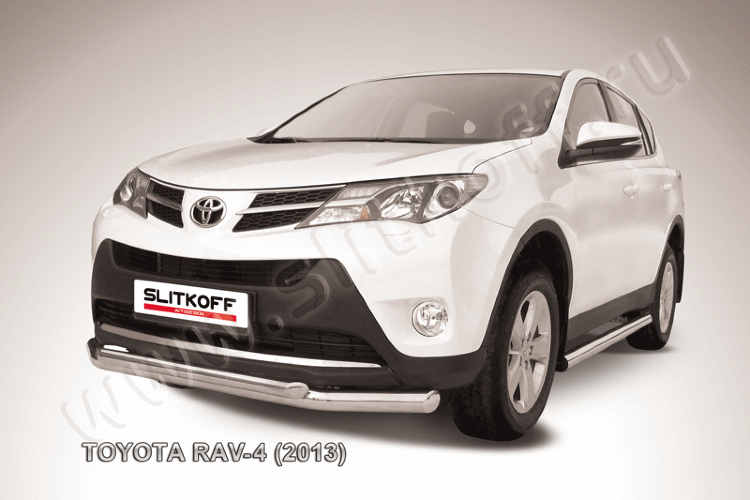 Защита переднего бампера d76+d57 двойная Toyota RAV-4 (2013)