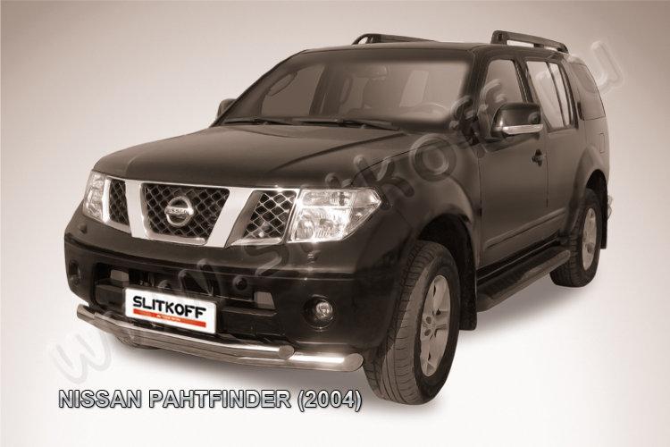Защита переднего бампера d76+d57 двойная Nissan Pathfinder R51