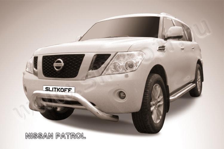 Защита переднего бампера d76 с профильной защитой картера Nissan Patrol
