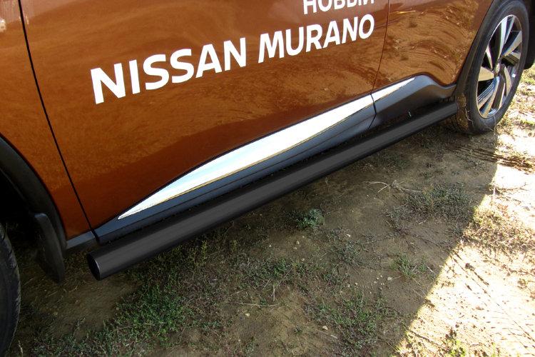 Защита порогов d76 труба черная Nissan Murano (2016)