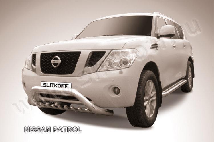 Кенгурятник d76 низкий широкий "мини" Nissan Patrol