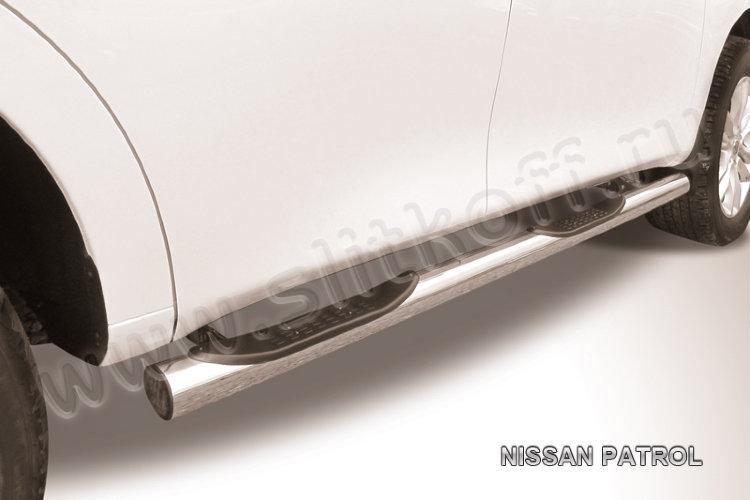 Защита порогов d76 с проступями Nissan Patrol