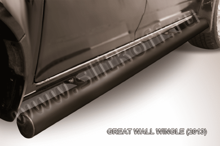 Защита порогов d76 труба черная Great Wall Wingle (2013)