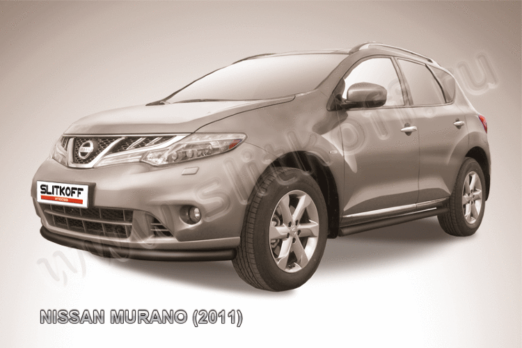 Защита переднего бампера d57 черная Nissan Murano (2011)