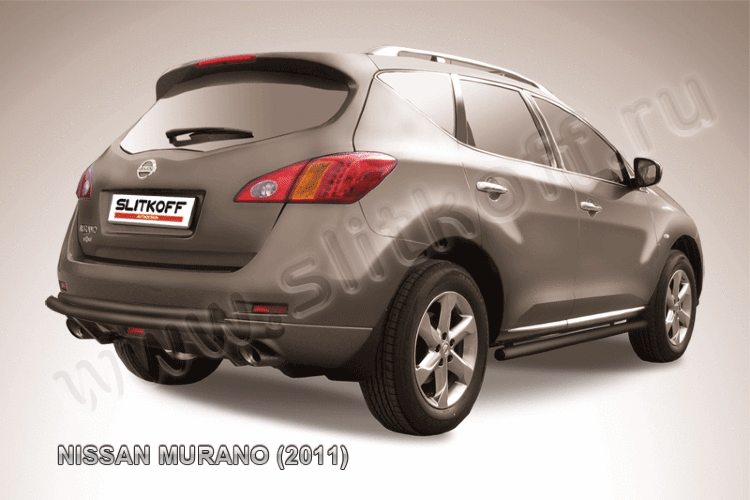 Защита заднего бампера d57 черная Nissan Murano (2011)