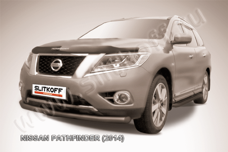 Защита переднего бампера d76 черная Nissan Pathfinder (2014)