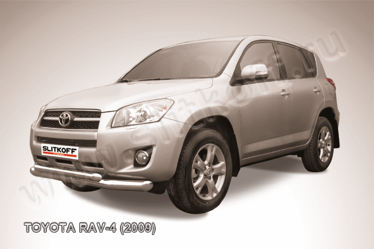 Защита переднего бампера d76+d57 двойная Toyota RAV4 (2009)