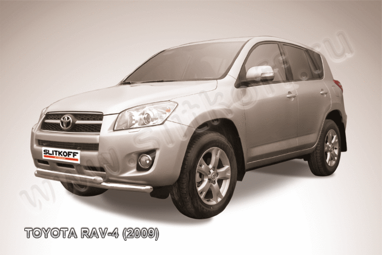 Защита переднего бампера d57+d57 двойная Toyota RAV4 (2009)