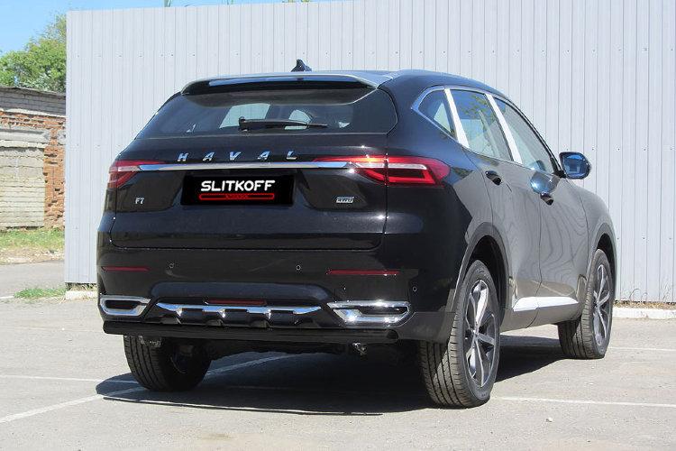 Защита заднего бампера d57 черная Haval F7 / Haval F7x