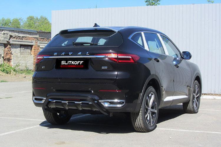 Защита заднего бампера d42 "Скоба"черная Haval F7 / Haval F7x