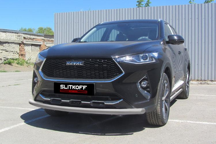 Защита переднего бампера d57 серебристая Haval F7 / Haval F7x