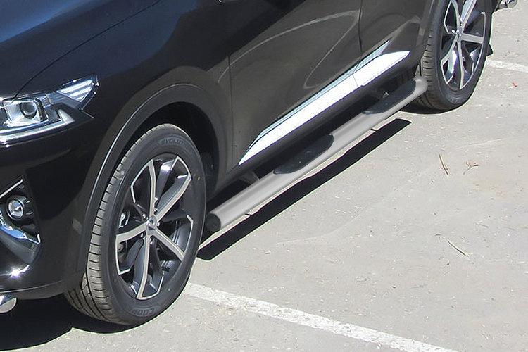 Защита порогов d76 с проступями серебристая Haval F7 / Haval F7x