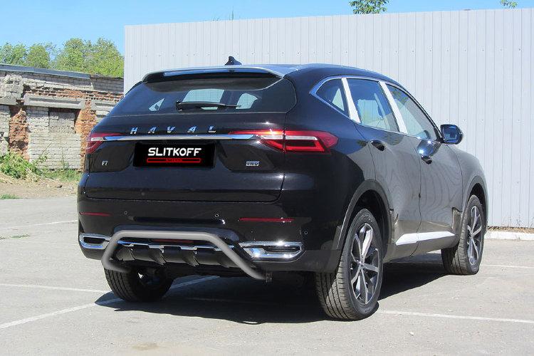 Защита заднего бампера d42 "Скоба" серебристая Haval F7 / Haval F7x