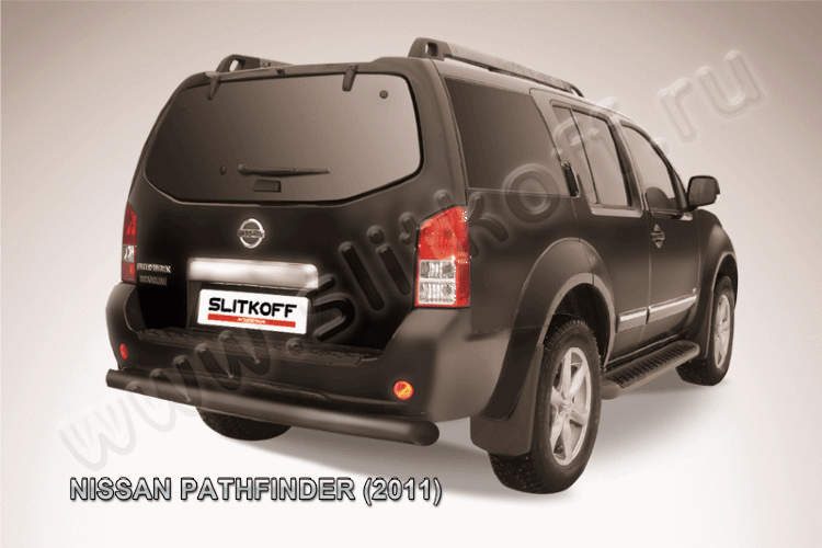 Защита заднего бампера d76 черная Nissan Pathfinder (2011)