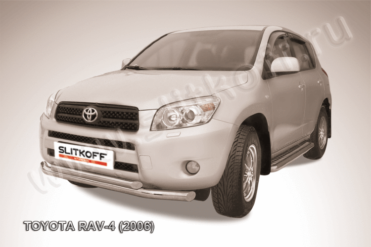 Защита переднего бампера d76+d57 двойная Toyota RAV-4 (2006)