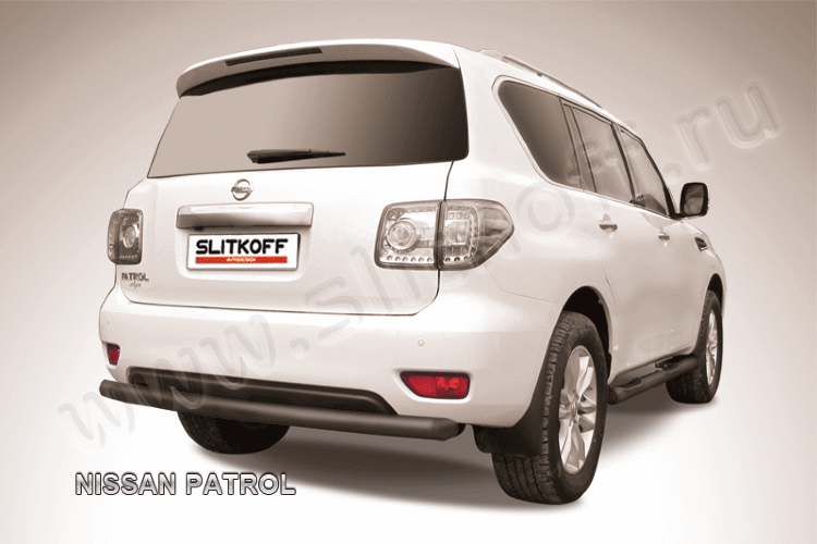 Защита заднего бампера d76 черная Nissan Patrol