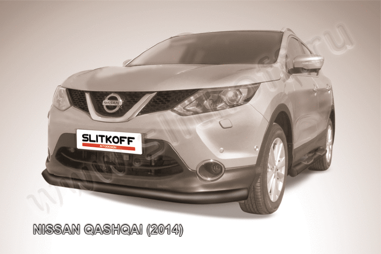 Защита переднего бампера d76 черная Nissan QASHQAI (2014)