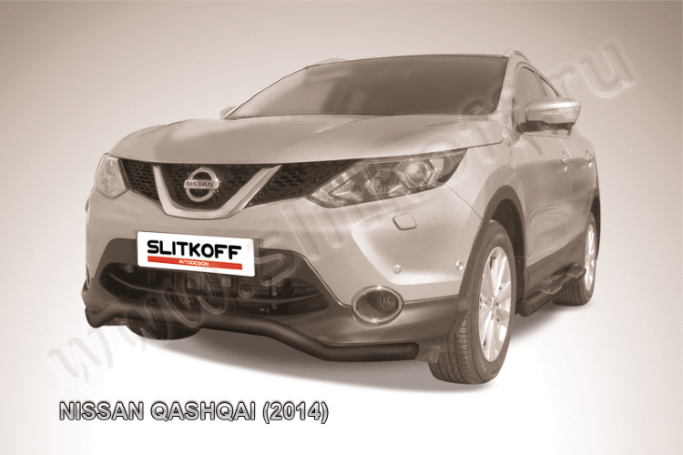 Защита переднего бампера d57 волна черная Nissan QASHQAI (2014)