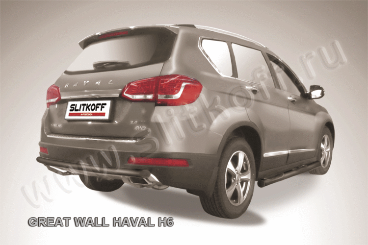 Защита заднего бампера d57 черная Haval H6