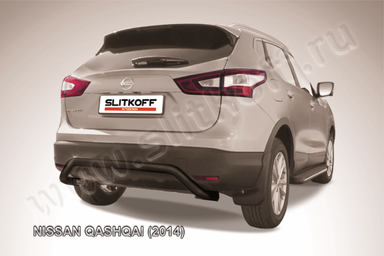 Защита заднего бампера d57 "скоба" черная Nissan QASHQAI (2014)