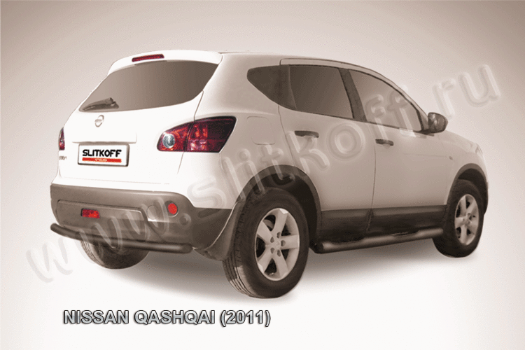 Защита заднего бампера d57 черная Nissan QASHQAI (2011)