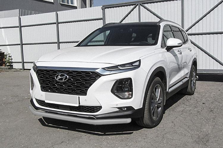 Защита переднего бампера d57 серебристая Hyundai SANTA-FE (2018)