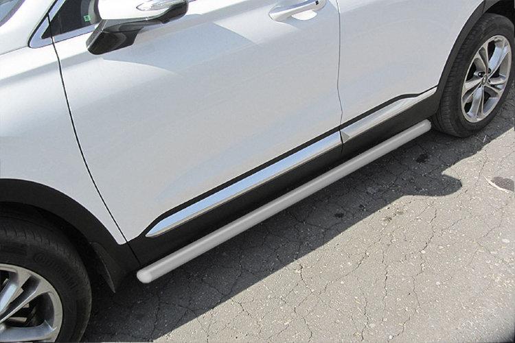 Защита порогов d 57 труба серебристая Hyundai SANTA-FE (2018)