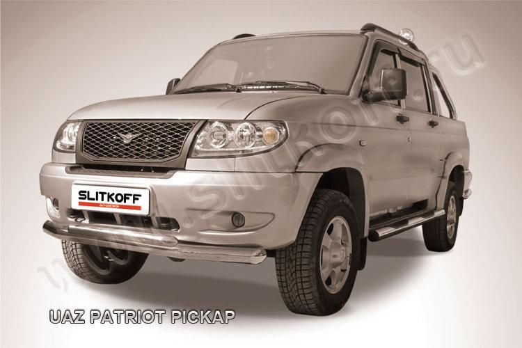 Защита переднего бампера d76+d57 двойная UAZ Pickup (2007)